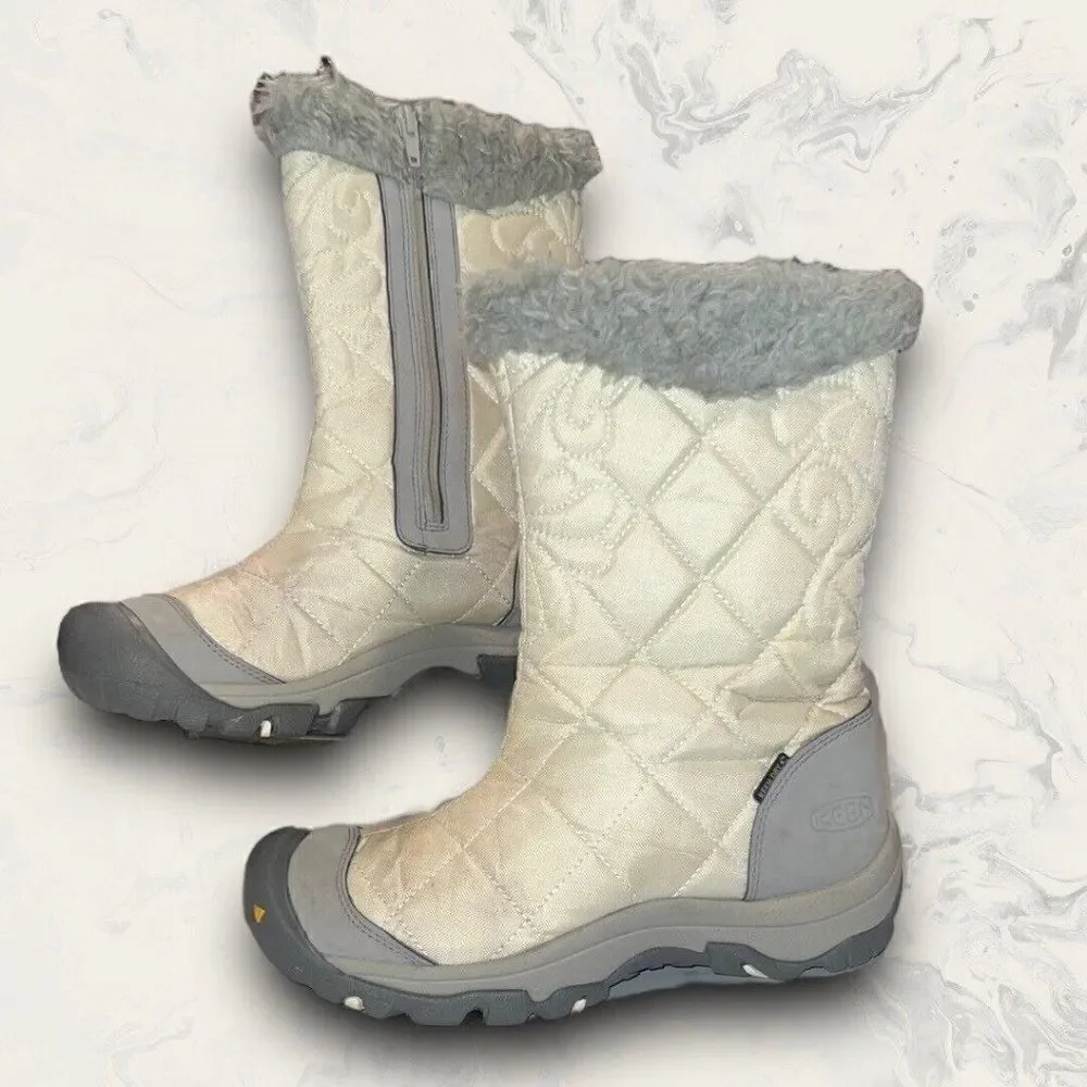 Keen Dry Warm 200 Gram Insulated Waterproof Ivory Gray Snow Boots Women Size 6